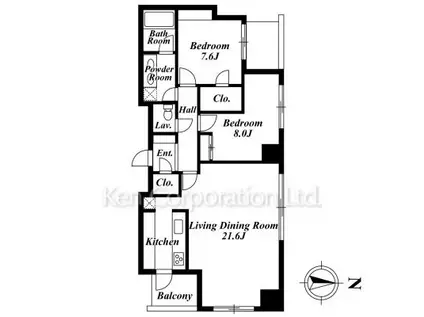 代官山プラザ(2LDK/14階)の間取り写真