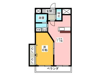 PERSEUS(1LDK/2階)の間取り写真