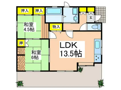 サンテラス上大岡(2LDK/1階)の間取り写真