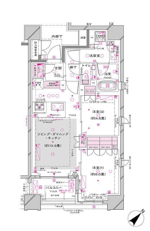 オーパスレジデンス銀座イースト(2LDK/5階)の間取り写真