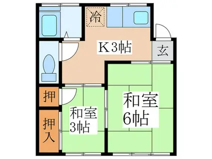 第一萬両荘(2K/2階)の間取り写真