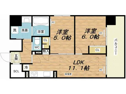 IBC RESIDENCE ウエスト(2LDK/14階)の間取り写真