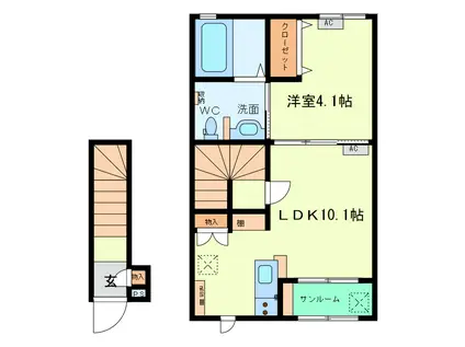セレスティーヌ(1LDK/2階)の間取り写真
