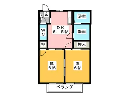 スカイメゾン I(2DK/1階)の間取り写真
