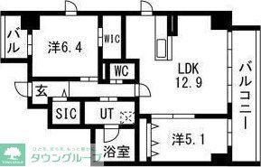 ポルタニグラ大須観音(2LDK/7階)の間取り写真