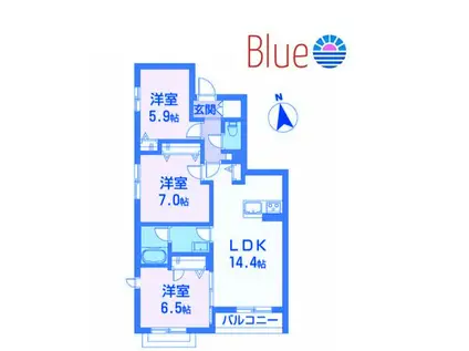 ソレイユ湘南J(3LDK/3階)の間取り写真