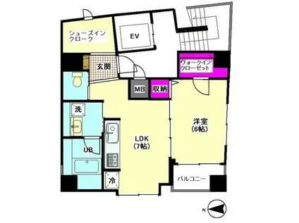 プランドールSA(1LDK/4階)の間取り写真