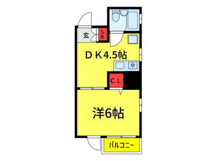 ヘリオス378立川(1DK/3階)の間取り写真