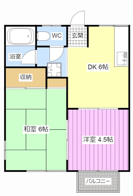 千和コーポ(2DK/2階)の間取り写真