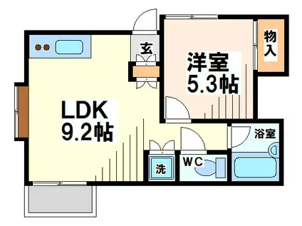 メゾンパーシモン(1LDK/2階)の間取り写真