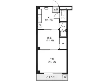 西東ハイツ南野(2K/4階)の間取り写真