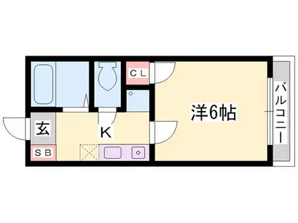 ルシエール房王寺(1K/2階)の間取り写真