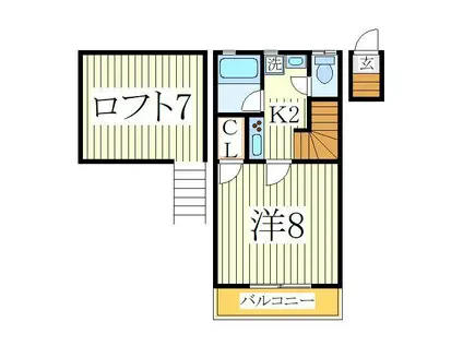 フラット20(1K/2階)の間取り写真