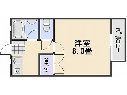 ソレアードイトウ(1K/2階)の間取り写真