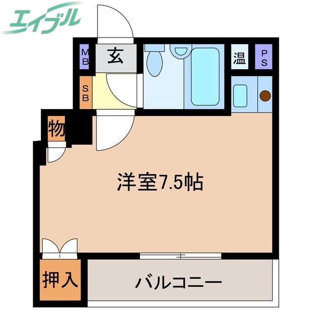 ヴィラカタオカ(ワンルーム/7階)の間取り写真