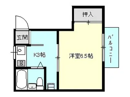 ソレイユ(1K/2階)の間取り写真