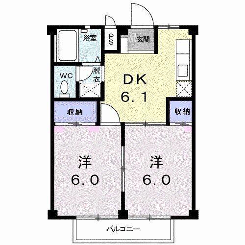 シティハイツ妹尾A(2DK/1階)の間取り写真