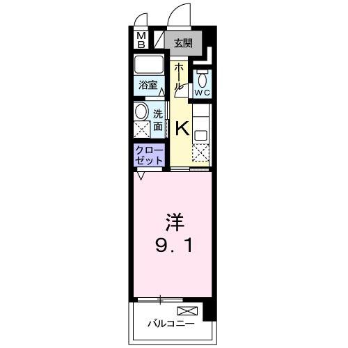 シカタ シャンブレットII(1K/2階)の間取り写真