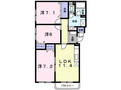 ジェルメ大手町1号棟(3LDK/4階)の間取り写真