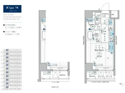 MAXIV横浜吉野町TRE(1K/2階)の間取り写真