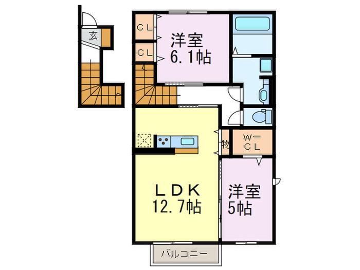 エタン・リジエール A棟(2LDK/2階)の間取り写真
