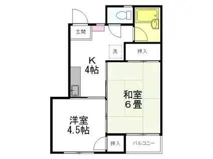 シティハウス安養寺(2K/1階)の間取り写真