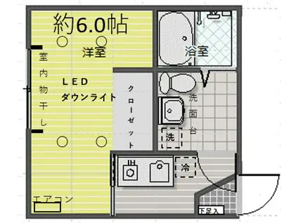 COTTONWELL・M(1K/3階)の間取り写真