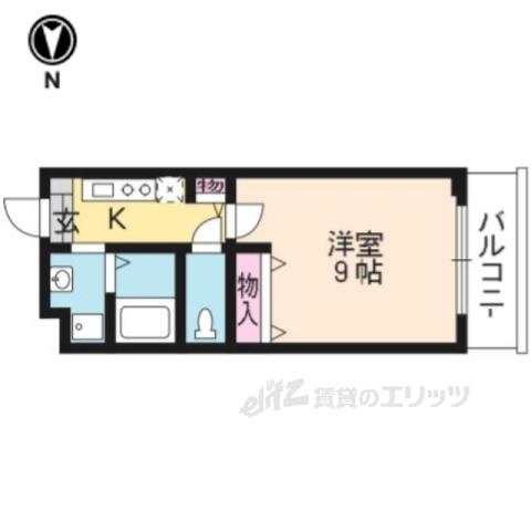 メイプルリーフ嵯峨野(1K/1階)の間取り写真