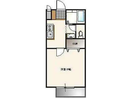 JOY ONE(1K/1階)の間取り写真