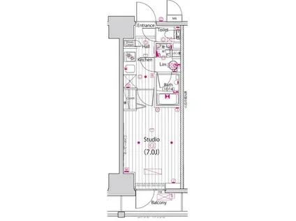 ガーラ・リバーサイド横濱南(1K/4階)の間取り写真