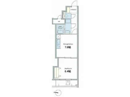 紺印弓町(1DK/6階)の間取り写真