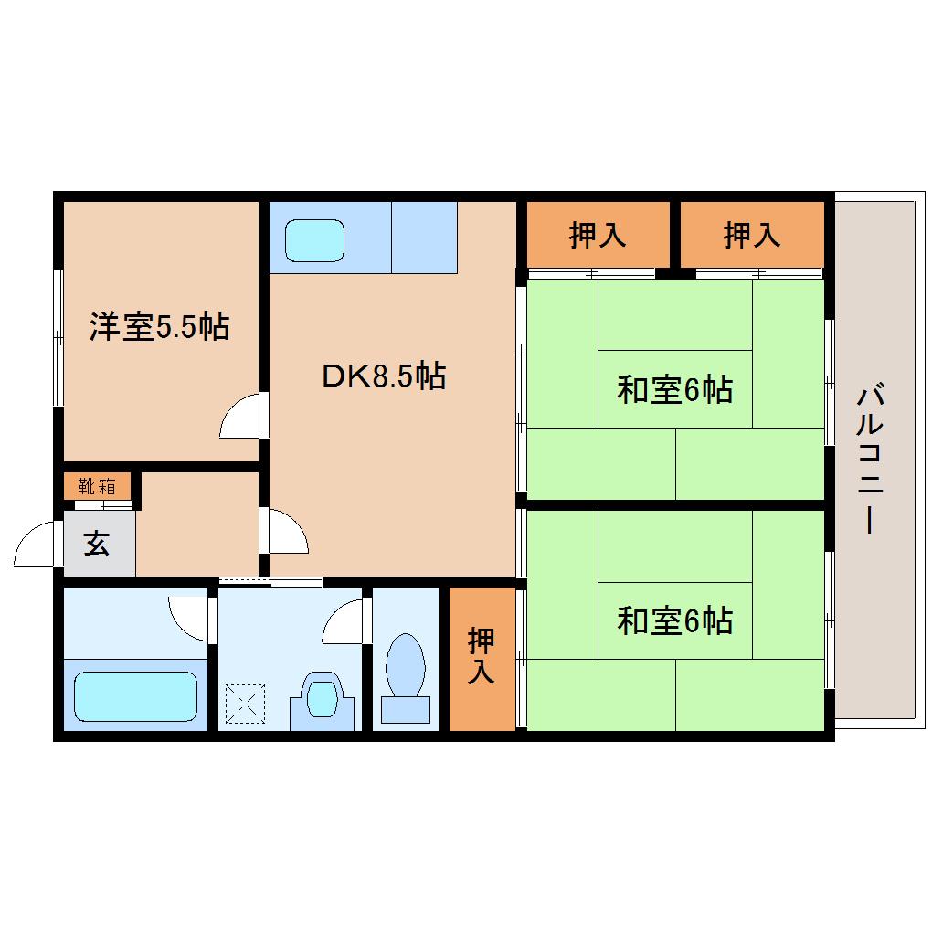 協栄マンション(3DK/6階)の間取り写真