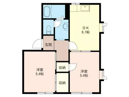 シャルム早川B(2DK/2階)の間取り写真