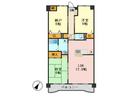 ベルメゾン南篠崎ユニゾン(3LDK/3階)の間取り写真