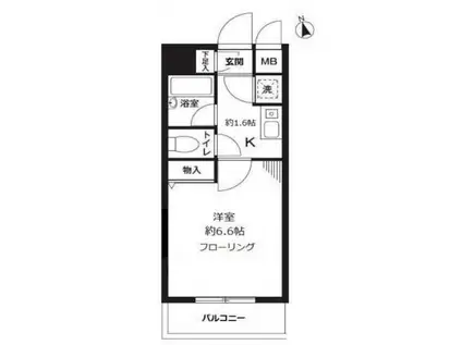 フォロス中村橋(1K/3階)の間取り写真