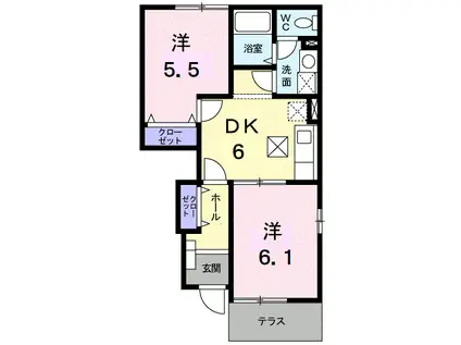 セトルII(2DK/1階)の間取り写真
