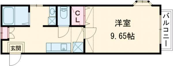 EXSTAGED棟(1K/1階)の間取り写真