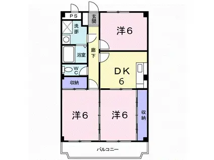 タウン泉の森I(3DK/1階)の間取り写真