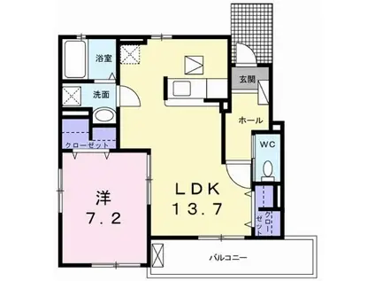 ラッフィナートII(1LDK/1階)の間取り写真