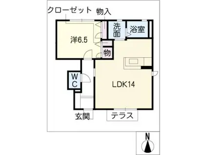メイハイム B棟(1LDK/1階)の間取り写真