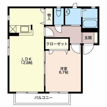 シャトータウンIIC棟(1LDK/2階)の間取り写真