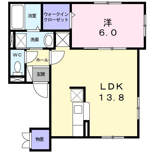 メヌエット(1LDK/1階)の間取り写真