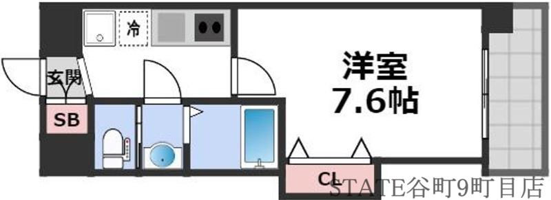 LUXE玉造I(1K/7階)の間取り写真