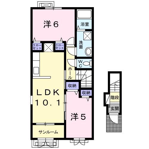エアリー スクエア(2LDK/2階)の間取り写真