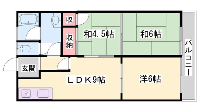 ハウス七福館(3LDK/2階)の間取り写真