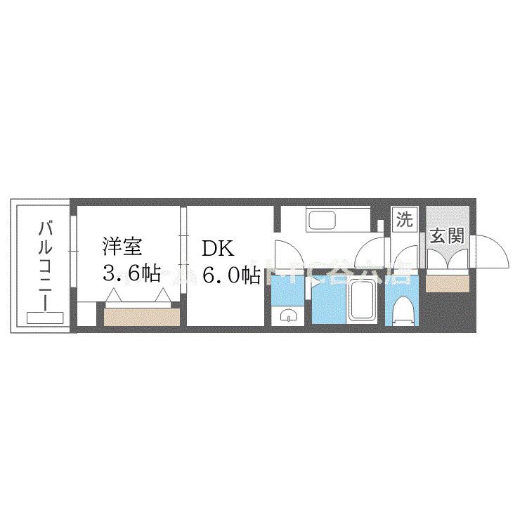 ALIVIS九条(1DK/11階)の間取り写真