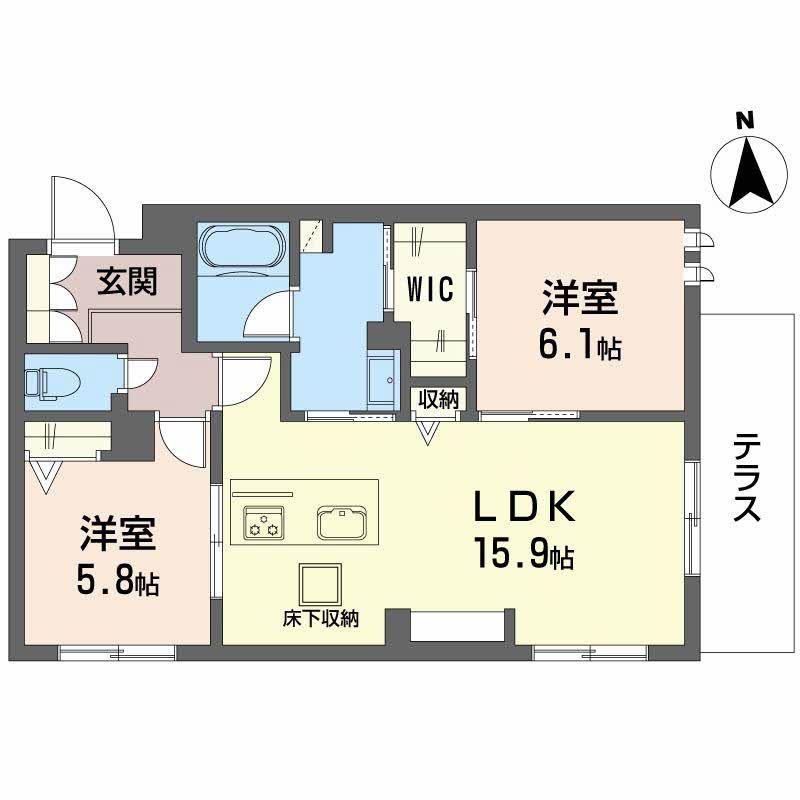 メゾンブランカあびこ南(2LDK/1階)の間取り写真