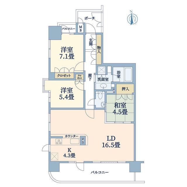 ネバーランド北梅田(3LDK/5階)の間取り写真