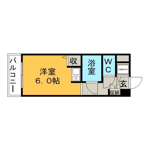 トーカン久留米駅東IIキャステール(ワンルーム/4階)の間取り写真