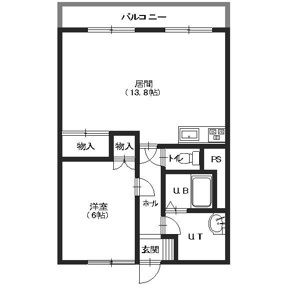 ロイヤルシティ参番館(1LDK/2階)の間取り写真